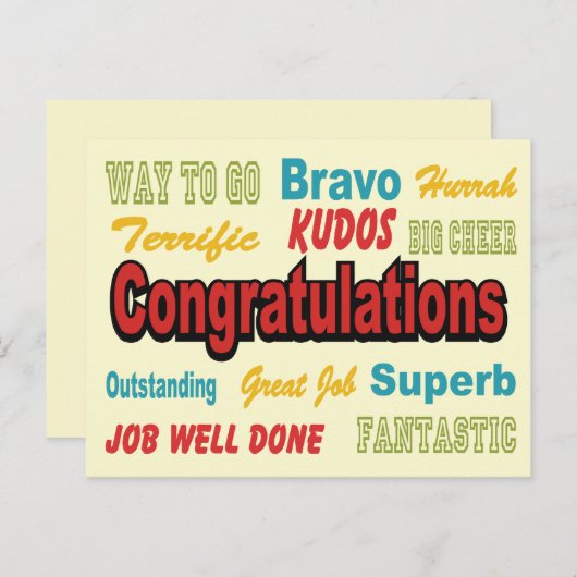Gratulation Retro Colors Postkarte (Vorne/Hinten)