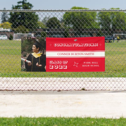 Gratulation Rot und Weiß Monogramm Banner (Insitu)