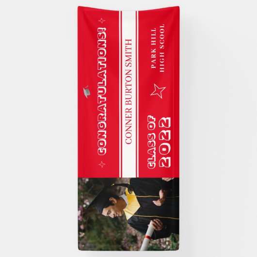 Gratulation Rot und Weiß Monogramm Banner (Vertikal)