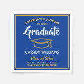 Gratulation Royal Blue & Gold Graduation Party Serviette (Vorderseite)