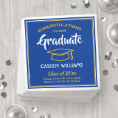 Gratulation Royal Blue & Gold Graduation Party Serviette
