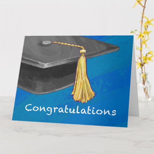 Gratulation Schwarz und Blau Karte (Gelbe Blume)