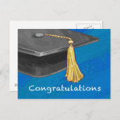 Gratulation Schwarz und Blau Postkarte (Vorne/Hinten)