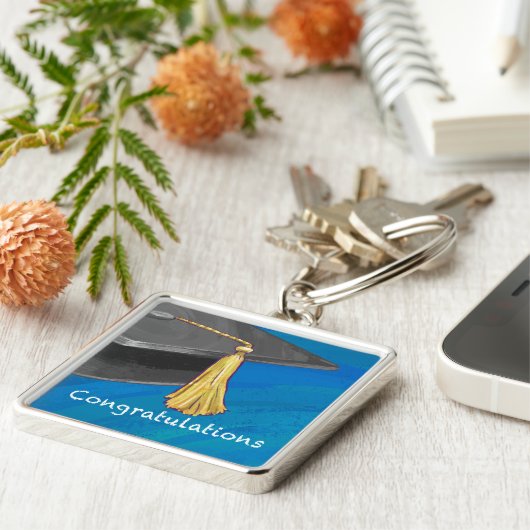 Gratulation Schwarz und Blau Schlüsselanhänger (Seite)