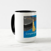 Gratulation Schwarz und Blau Tasse (Vorderseite Links)