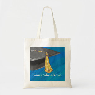 Gratulation Schwarz und Blau Tragetasche