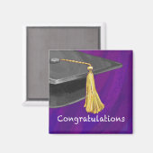 Gratulation Schwarz und Lila Magnet (Vorderseite/Rückseite)