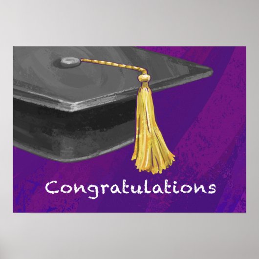 Gratulation Schwarz und Lila Poster (Vorne)