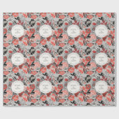 Gratulation Taupe Blumenmuster Geschenkpapier (Flach)
