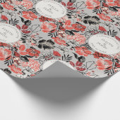 Gratulation Taupe Blumenmuster Geschenkpapier (Ecke)