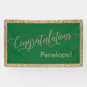 Gratulation Typografie Gold Glitzer und Green Banner