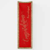 Gratulation Typografie Gold Glitzer und Rot Banner (Vertikal)