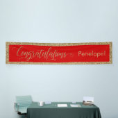 Gratulation Typografie Gold Glitzer und Rot Banner (Messeveranstaltung)