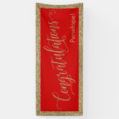 Gratulation Typografie Gold Glitzer und Rot Banner (Vertikal)