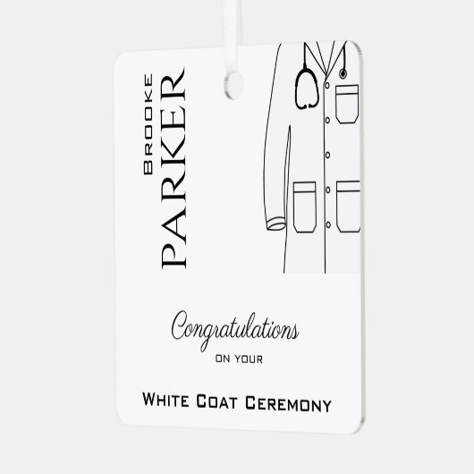 Gratulation White Coat Zeremonie Medical Doctor Ornament Aus Metall (Vorderseite links)