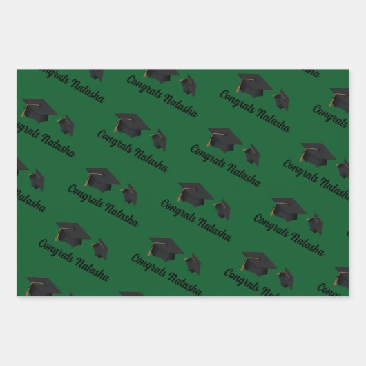 Gratulation zum Grünen Abschluss Geschenkpapier Set (Vorderseite 2)