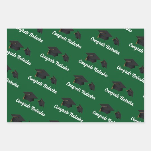 Gratulation zum Grünen Abschluss Geschenkpapier Set (Vorderseite 3)