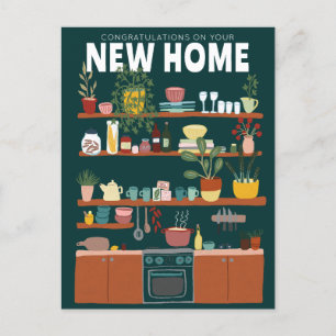 GRATULATION ZUM NEUEN ZUHAUSE Umzug Süße Küche Postkarte