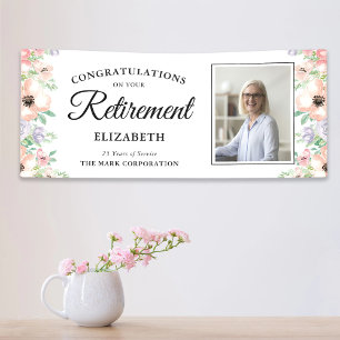 Gratulation zum Ruhestand Foto Pastell-Blumen Banner
