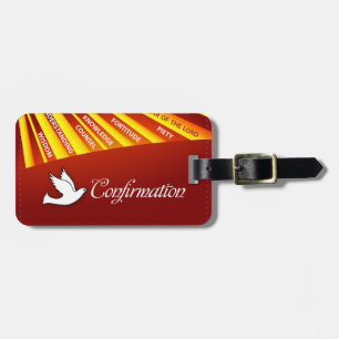 Gratulation zur Konfirmation Taube mit Gold und Ro Gepäckanhänger
