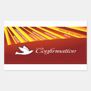 Gratulation zur Konfirmation Taube mit Gold und Ro Rechteckiger Aufkleber