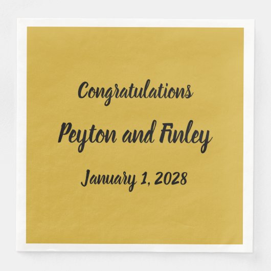Gratulationen Brushstroke Script Gold Serviette (Vorderseite)