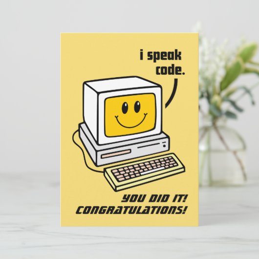 GRATULATIONEN COMPUTERGRAD FEIERTAGSKARTE (Stehend Vorderseite)