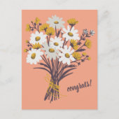 GRATULATIONEN Daisy Bouquet Floral Niedliche Custo Postkarte (Vorderseite)