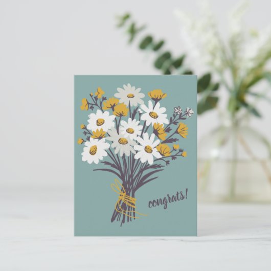 GRATULATIONEN Daisy Bouquet Floral Niedliche Custo Postkarte (Stehend Vorderseite)