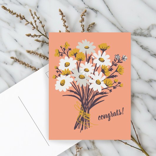 GRATULATIONEN Daisy Bouquet Floral Niedliche Custo Postkarte