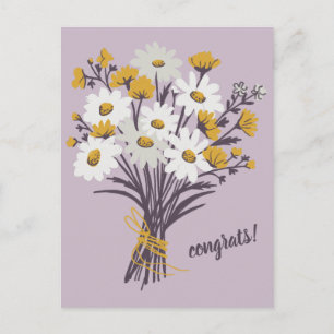 GRATULATIONEN Daisy Bouquet Floral Niedliche Custo Postkarte