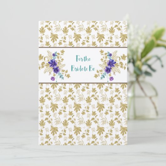 Gratulationen Dusche oder HochzeitGold Lila Mitteilungskarte (Stehend Vorderseite)