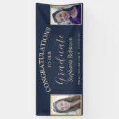 Gratulationen Gold Script 2 Foto Grad Blue Banner (Vertikal)