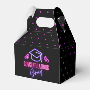 Gratulationen grad,schwarz rosa lila Neonpunkte Pu Geschenkschachtel