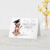 GRATULATIONEN - GRADUATE- Kitty Cat - CAP/STARS Karte (Gelbe Blume)