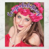 GRATULATIONEN Lila GESAMTTEXT Weinetikett (Einzelnes Label)