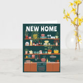 GRATULATIONEN NEUE ZUHAUSE MOVING Niedlich Kitchen Karte (Gelbe Blume)