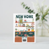 GRATULATIONEN NEUE ZUHAUSE MOVING Niedlich Kitchen Postkarte (Stehend Vorderseite)