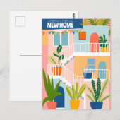 GRATULATIONEN Neue Zuhause Niedliche Tropenwohnung Postkarte (Vorne/Hinten)