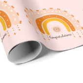 GRATULATIONEN PINK RETRO STIL RAINBOW BOHO GESCHENKPAPIER (Rolleneckpunkt)