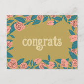 GRATULATIONEN Rosa Rosen Rahmen Blumen Custom Postkarte (Vorderseite)