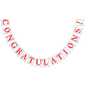 GRATULATIONEN, roter Text auf Weiß Wimpelkette (Alle)