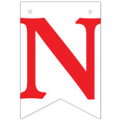 GRATULATIONEN, roter Text auf Weiß Wimpelkette (Dritte Fahne)