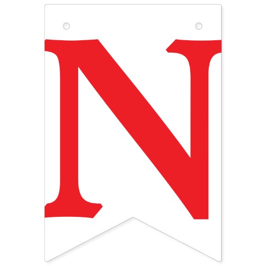 GRATULATIONEN, roter Text auf Weiß Wimpelkette (Dritte Fahne)