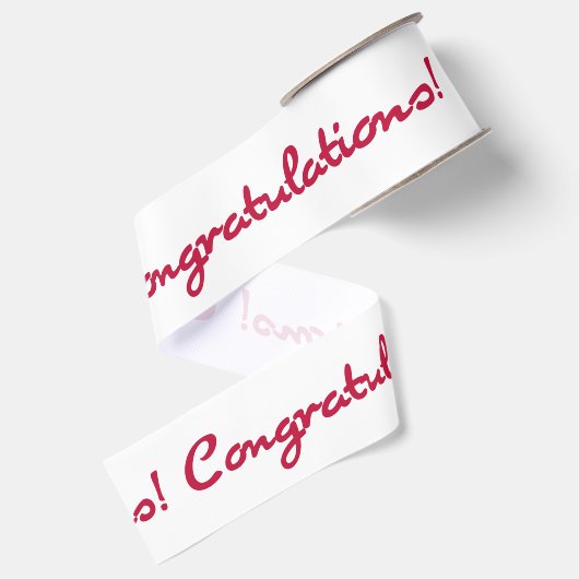 Gratulationen Rotes Lässiges Script Ripsband (Rückseite)