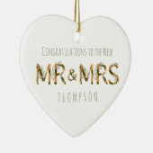 Gratulationen to New Mr and Mrs Name Foliage Keramik Ornament (Rechts)