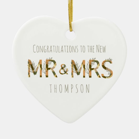 Gratulationen to New Mr and Mrs Name Foliage Keramik Ornament (Vorne)
