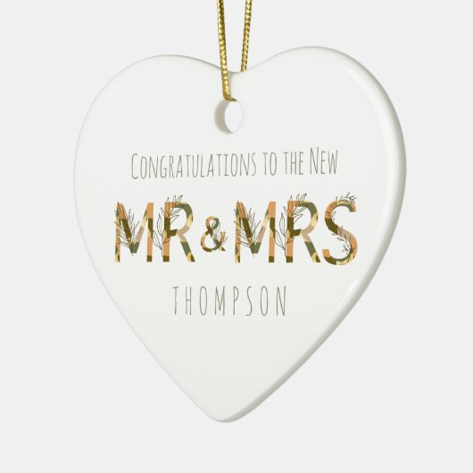 Gratulationen to New Mr and Mrs Name Foliage Keramik Ornament (Links)