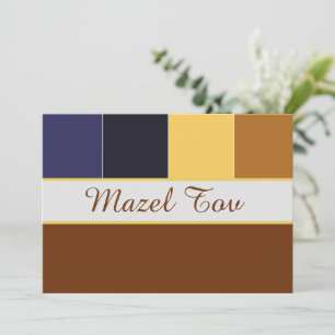 Gratulationskarte Mazel Tov, Braun Blau Einladung