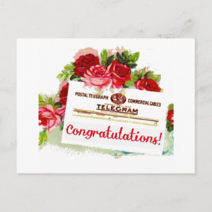 Gratulationstelegramm Rosen Vintage Postkarte